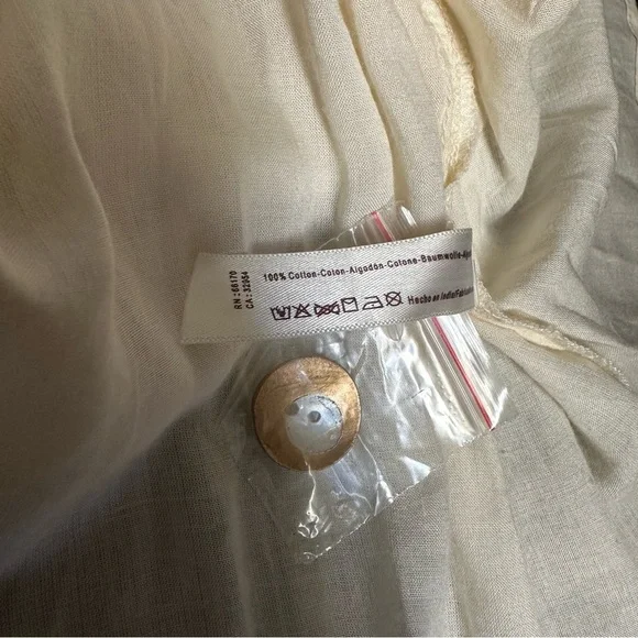 Free People AMANDA METALLIC LUREX STRIPE Strapless Cotton DRESS (M) in cream - Picture 6 of 12